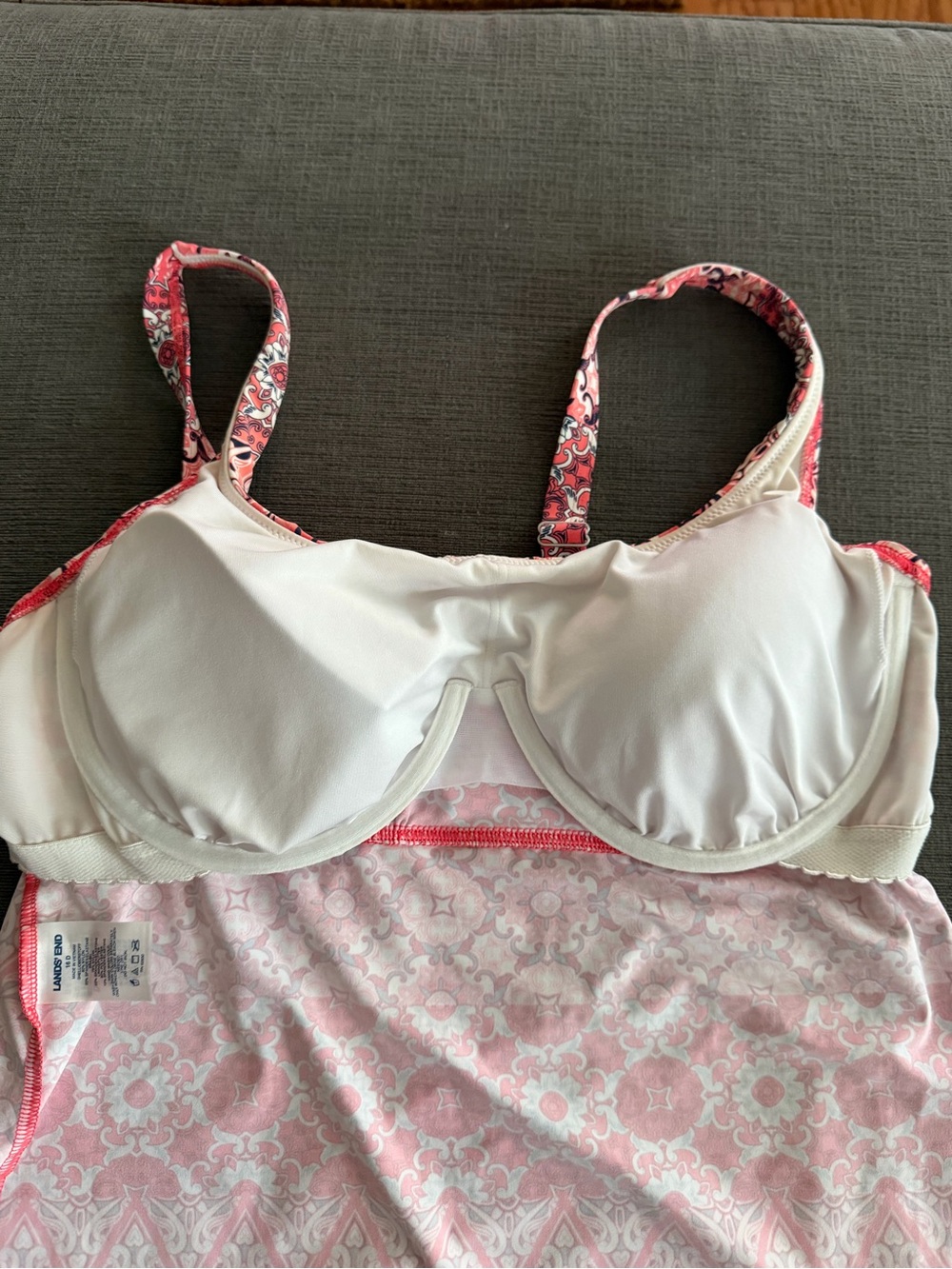 Womens LANDS’END Underwire Tankini Swim Top Size 16D - Picture 7 of 14
